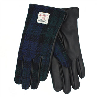 Skye Harris Tweed und Leder Damenhandschuhe ZG015: Blackwatch / L 8,0