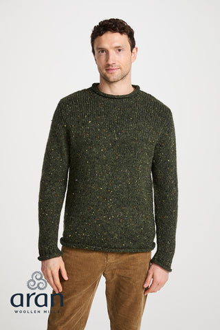 Donegal Herrenpullover 100% Wolle dunkelgrün
