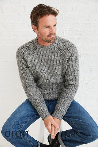 Donegal Herrenpullover 100% Wolle hellgrau