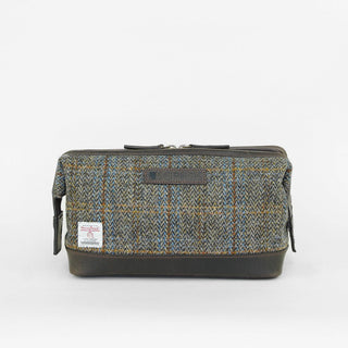Brown Harris Tweed Kulturbeutel aus Leder und Harris Tweed