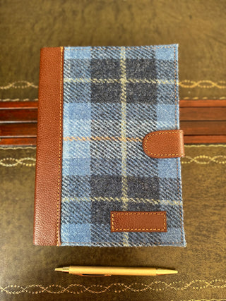 Harris Tweed® Notizbuch jeans blue Lederumschlag A5