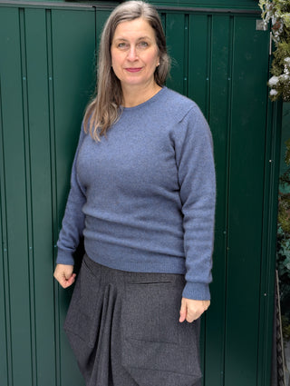 Pullover Damen Merino Possum Rundhals bahama hellblau