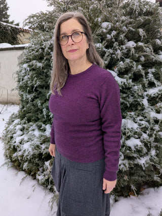 Pullover Damen Merino Possum Rundhals purpur twilight