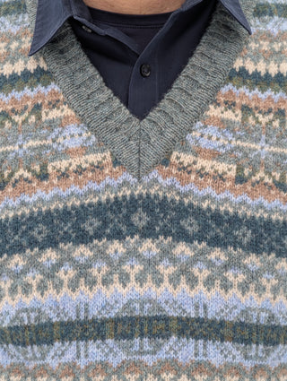 Ärmelloser Pullover (Pullunder) Fair Isle hellgrün