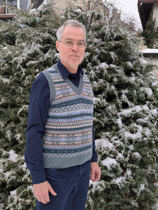 Ärmelloser Pullover (Pullunder) Fair Isle hellgrün