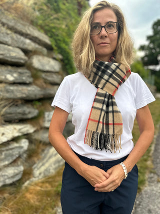 Kaschmir Tartan Schal Camel Thompson brushed quality cashmere