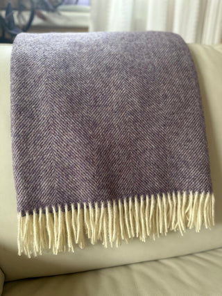 Wolldecke Lavender Herringbone