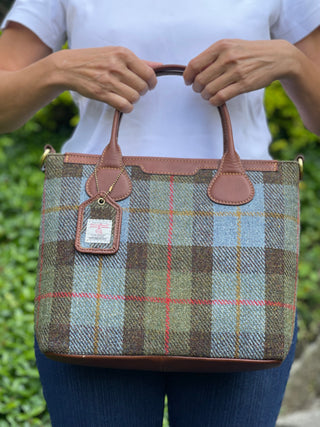 Harris Tweed® Echtleder große Tote Highland Check hellbraun