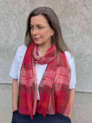 Feine Stola & Schal 100% Merinowolle Hunting Rose