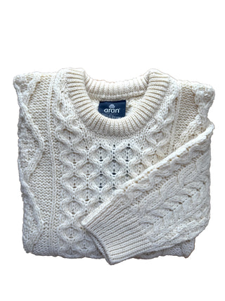Pullover Aran Traditioneller Irischer Zopfstrick weiß unisex