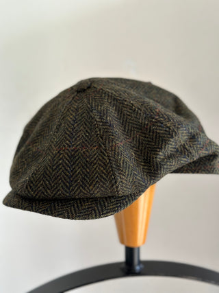 Driving Cap Irische Tweed Kappe grün Fischgrät