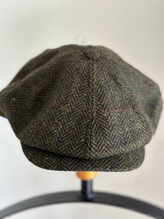 Driving Cap Irische Tweed Kappe grün Fischgrät