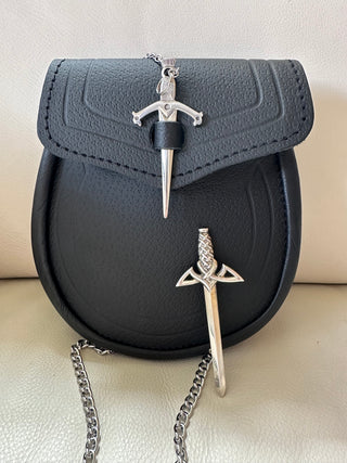 Sporran Calymore Sword Kilttaschen handgearbeitet hochwertiges Leder