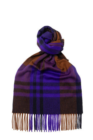 Kaschmir Tartan Schal Purple Check in Ripple finish Cashmere