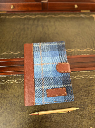 Harris Tweed® Notizbuch jeans blue Lederumschlag A6