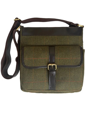 Große Tweed Messenger Bag in der Vorderansicht.