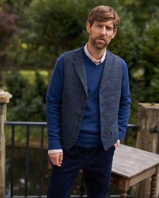 Harris Tweed Weste scottisch blue
