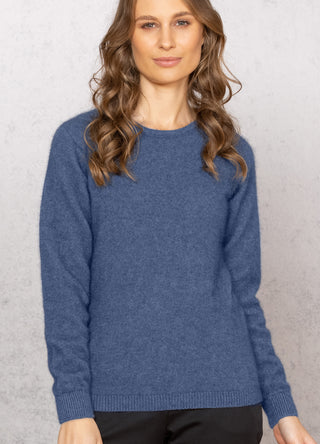 Pullover Damen Merino Possum Rundhals bahama hellblau